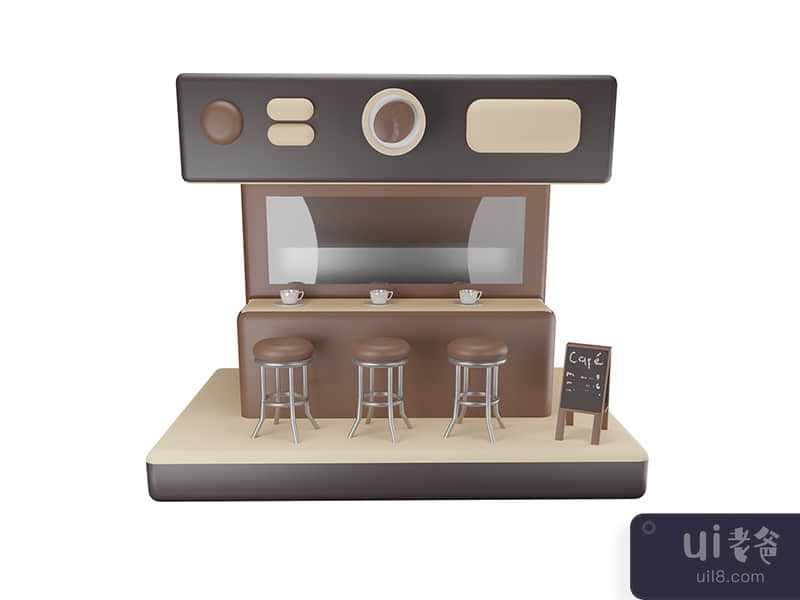 Coffe Shop - Coffee Shop Icon 3D Model