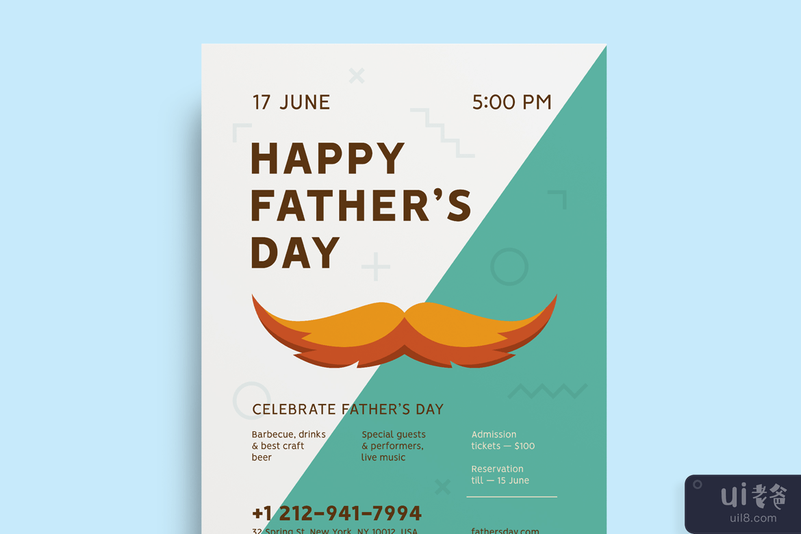 父亲节海报模板(Father's day Poster Template)插图2