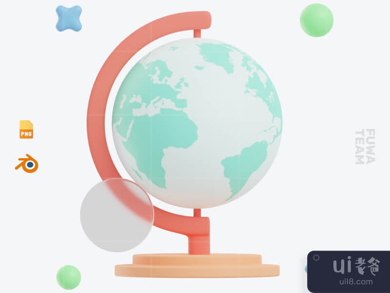 Table Globe - 3D School Icon Pack (front)