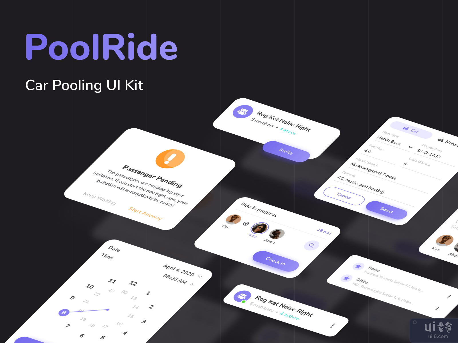PoolRide - Car Pooling UI Kit #8