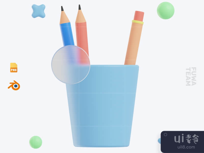 Pencil Holder - 3D School Icon Pack (front)