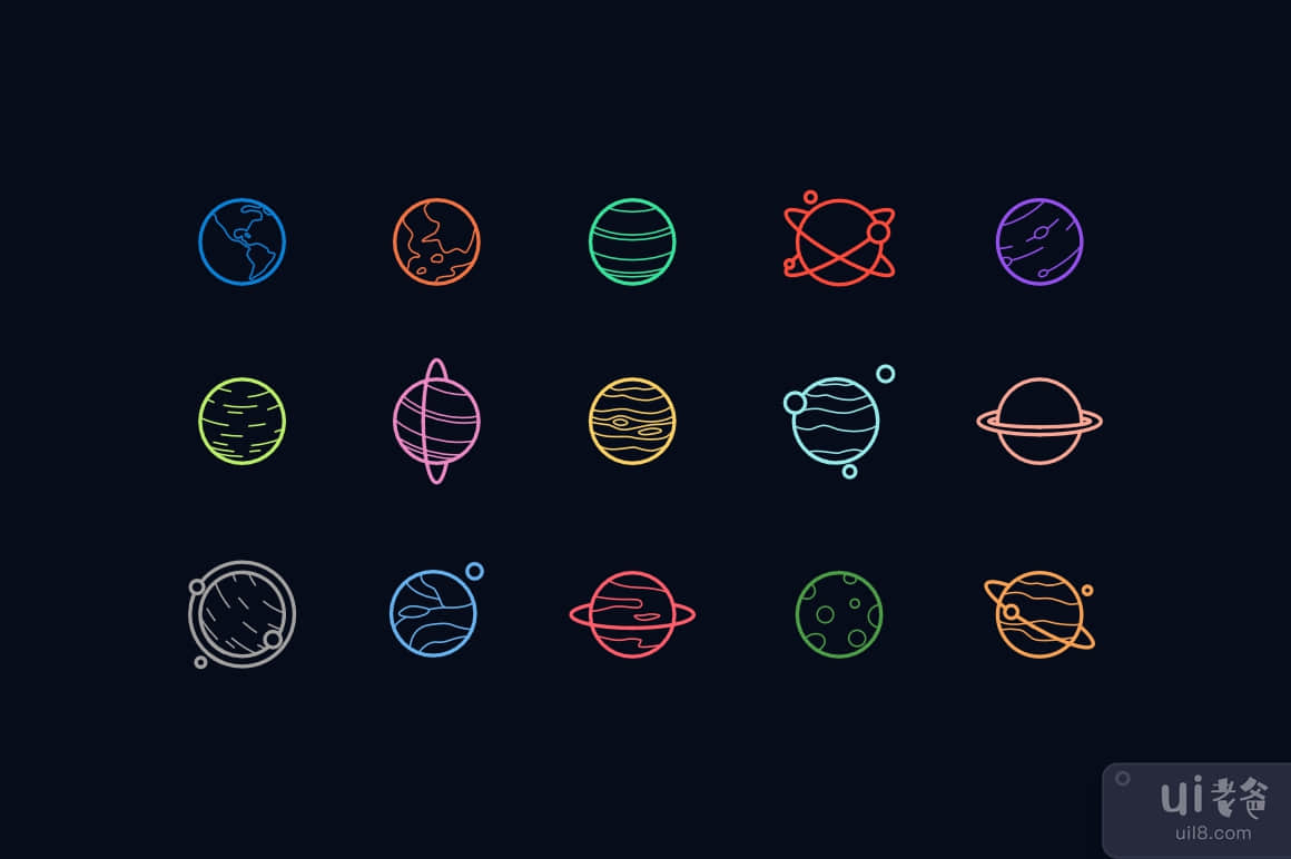 行星图标集(Planets Icons Set)插图