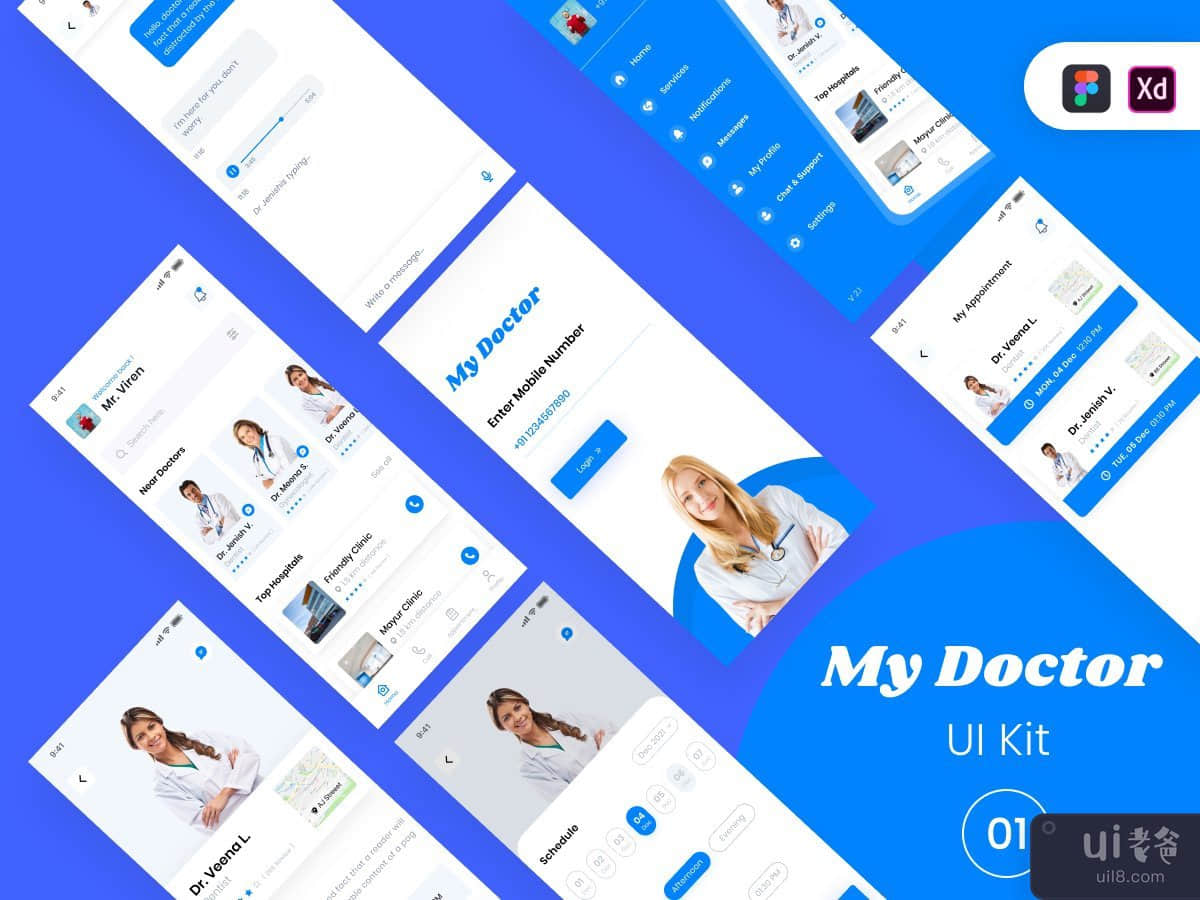 医生应用程序 UI 套件(Doctor App UI Kits)插图
