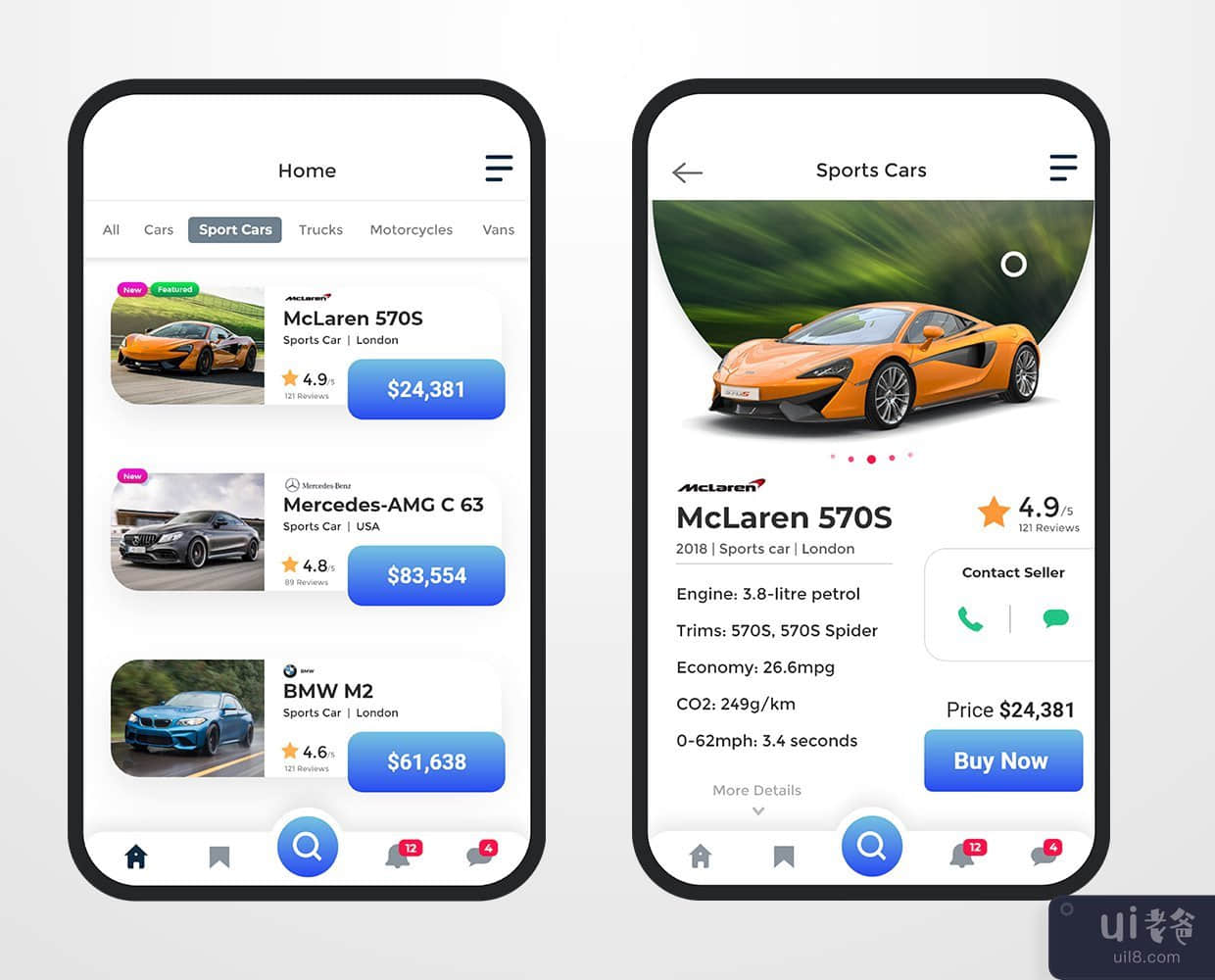 汽车市场应用程序 - UI UX 设计(Car Marketplace App - UI UX Design)插图