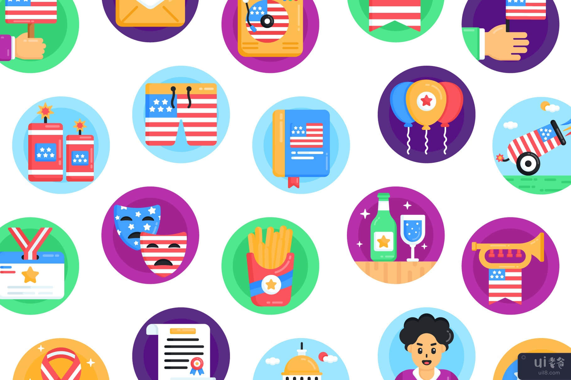 50 美国独立日矢量图标(50 USA Independence Day Vector Icons)插图2