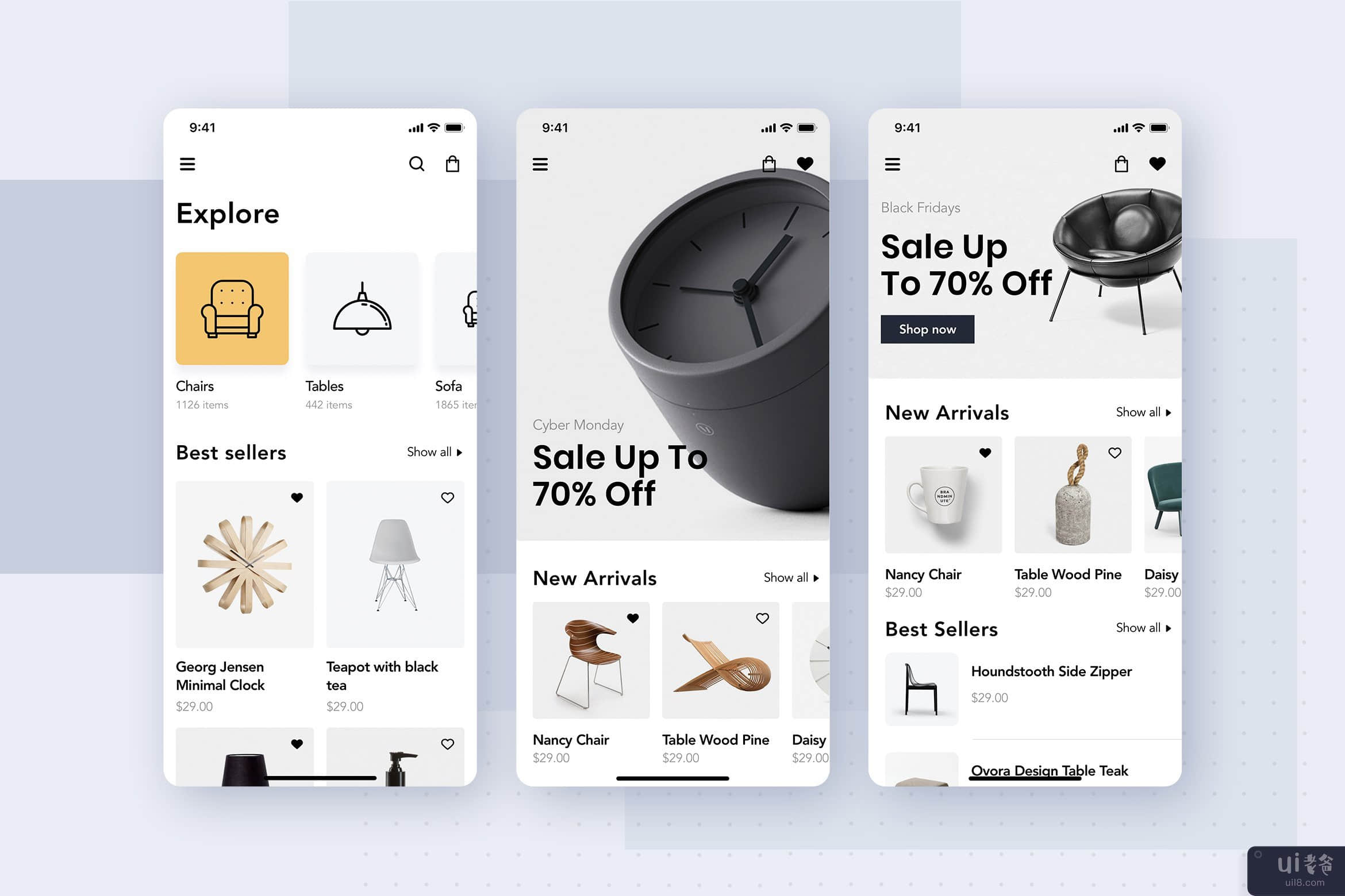 家具店移动应用程序 UI 概念(Furniture Shop Mobile App UI Concept)插图