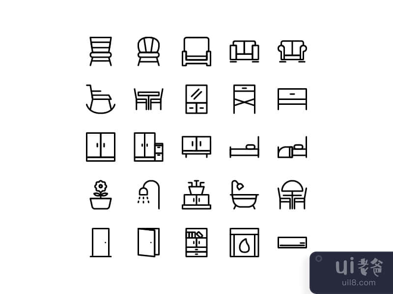 Furniture icon set vector