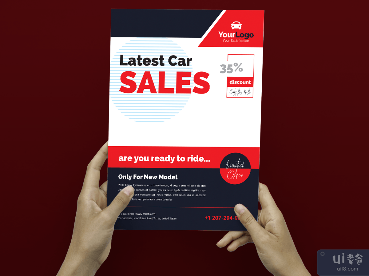 汽车销售 / 传单 / A4 尺寸传单 / 一页传单 / Letter 尺寸传单(Car sales / Flyer / A4 size flyer / one page flyer / Letter Size Flyer)插图