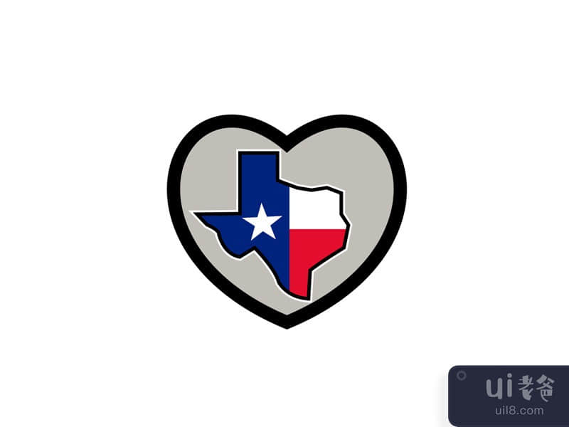 Texas Flag Map Inside Heart Icon