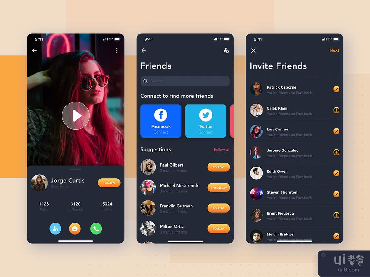Invite friend - Social mobile UI concept