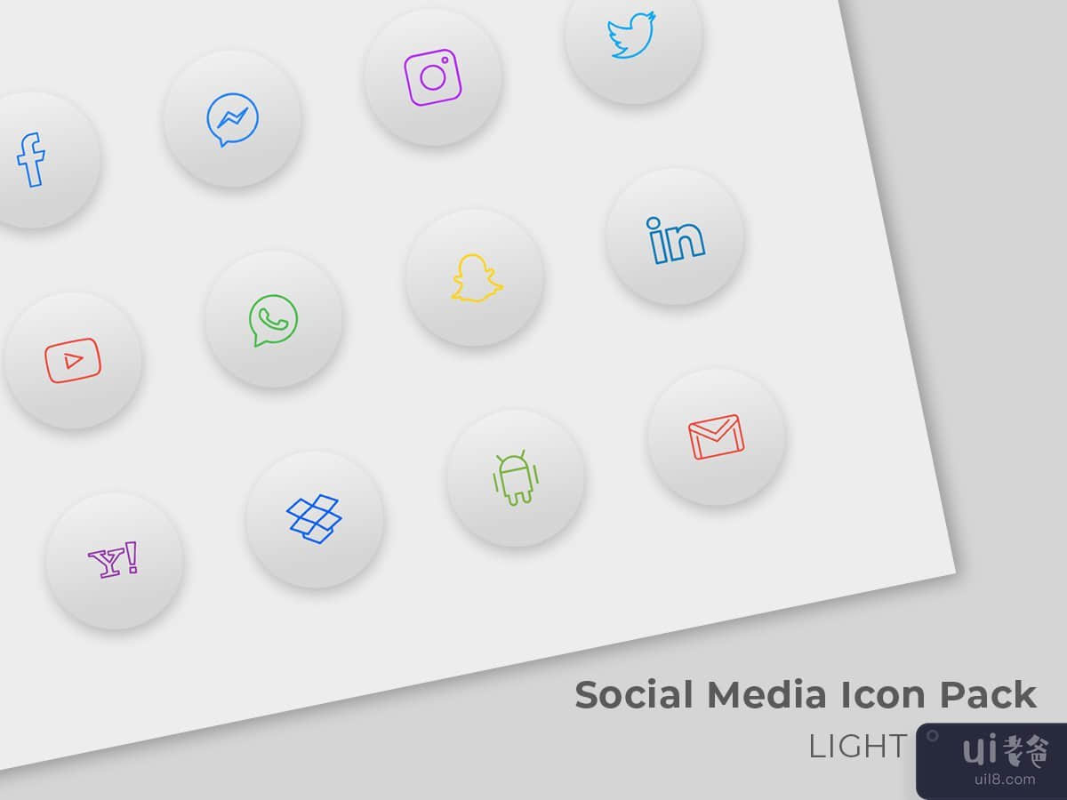 社交媒体图标包（深色和浅色主题）(Social Media Icon Packs (Dark & Light Theme))插图