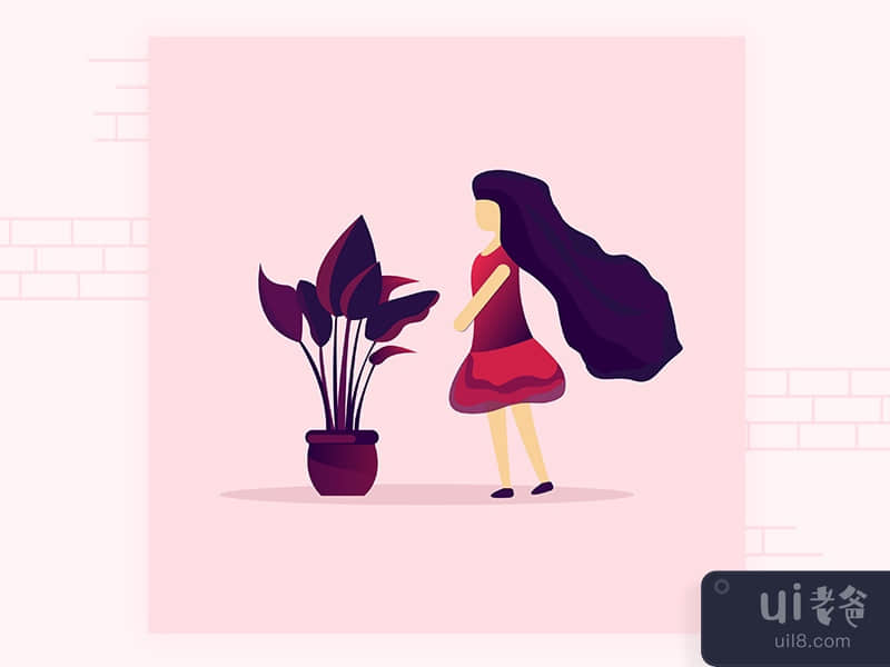 Girl and Plant
