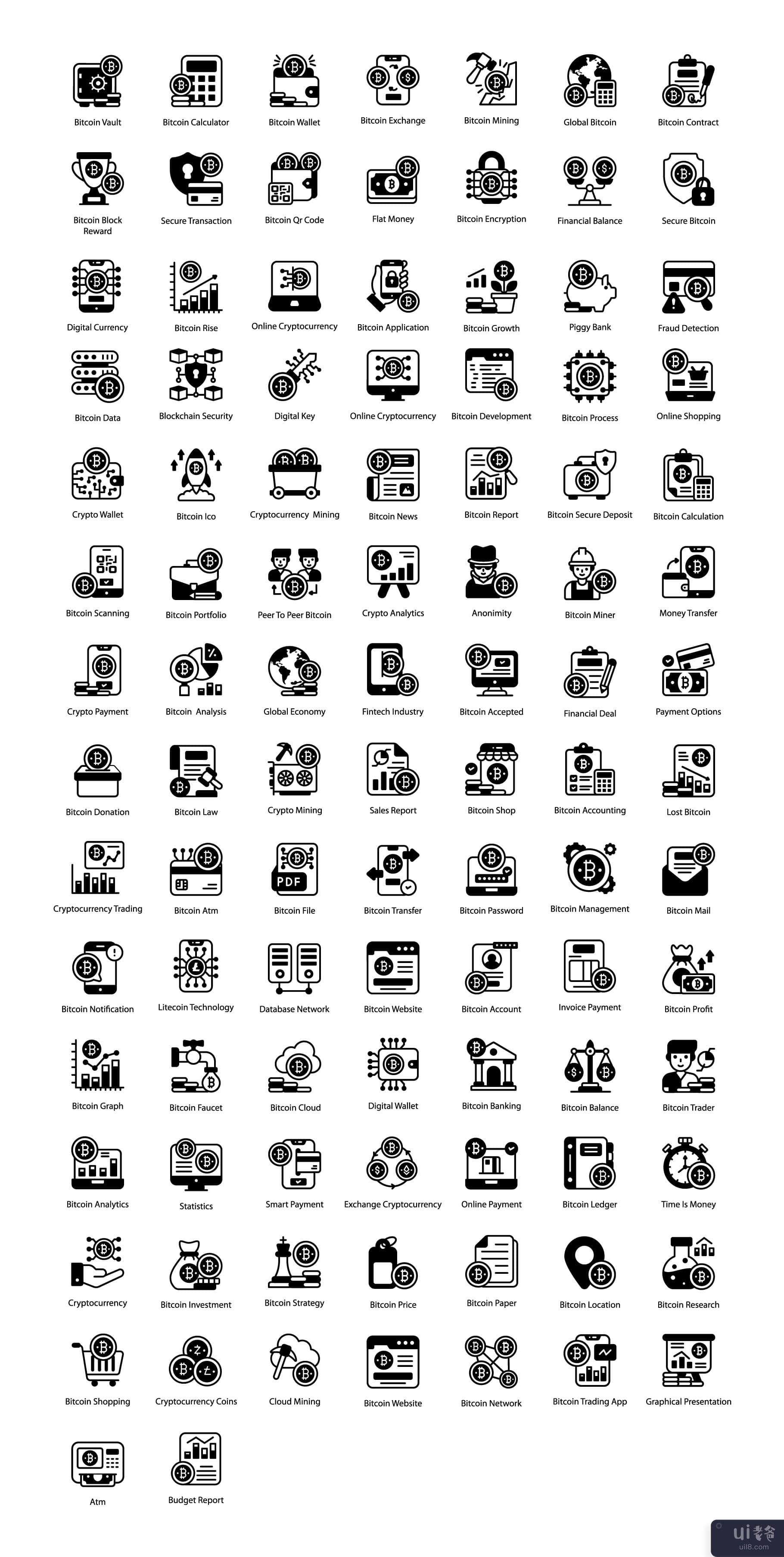 加密货币和数字货币固体向量集(Cryptocurrency and Digital Currency Solid Vectors Set)插图6