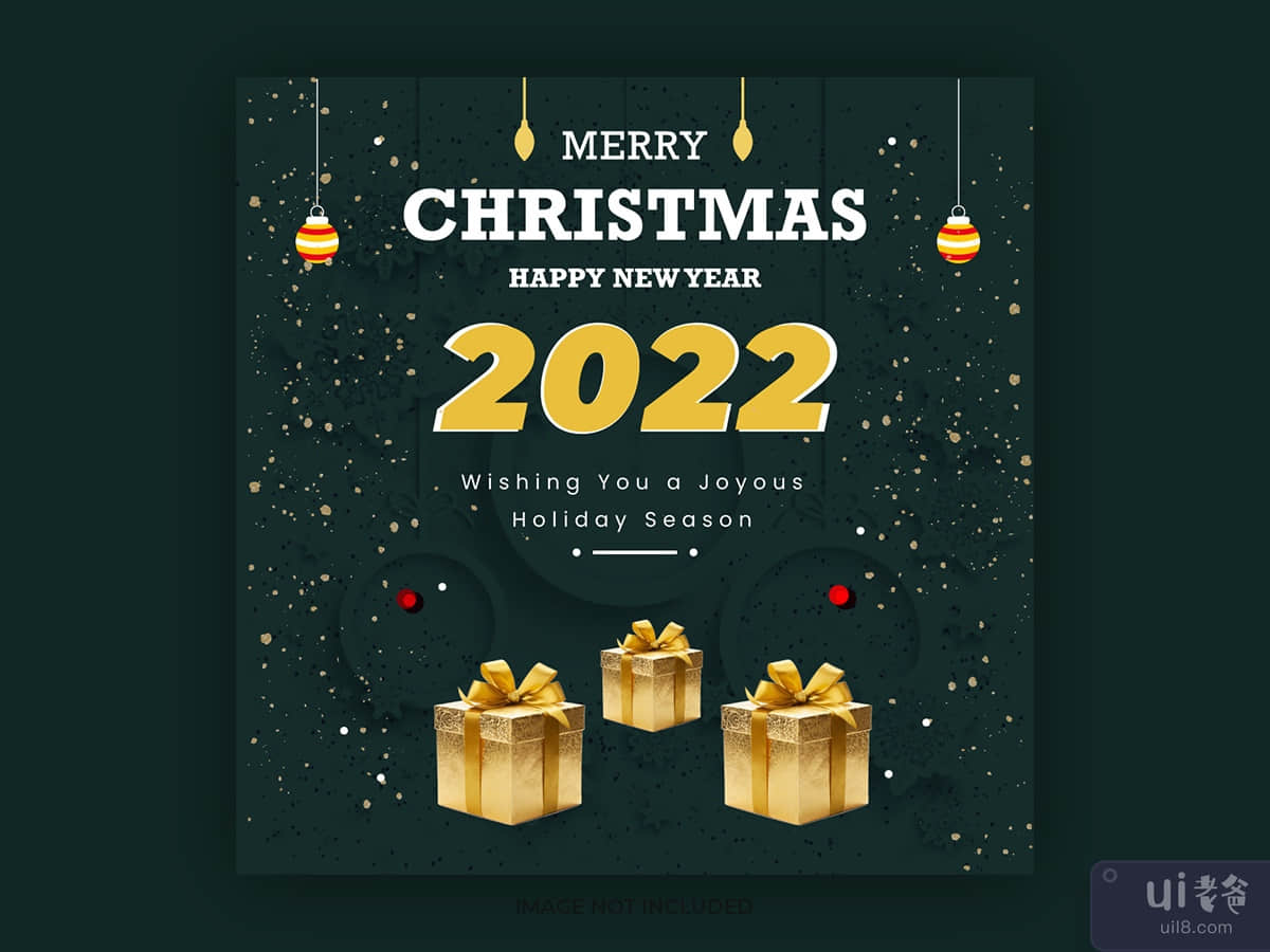 Christmas happy new year social media post template