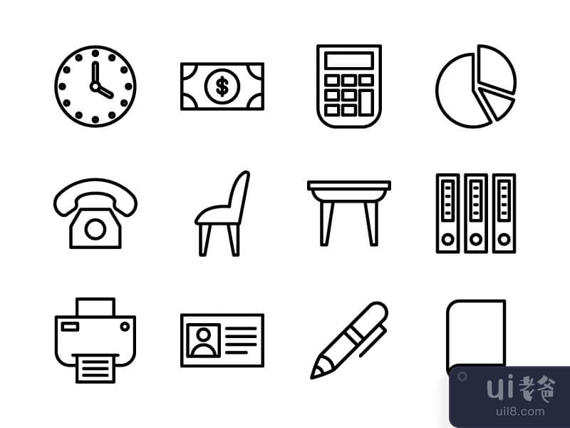 Business Icon Set Outline 02