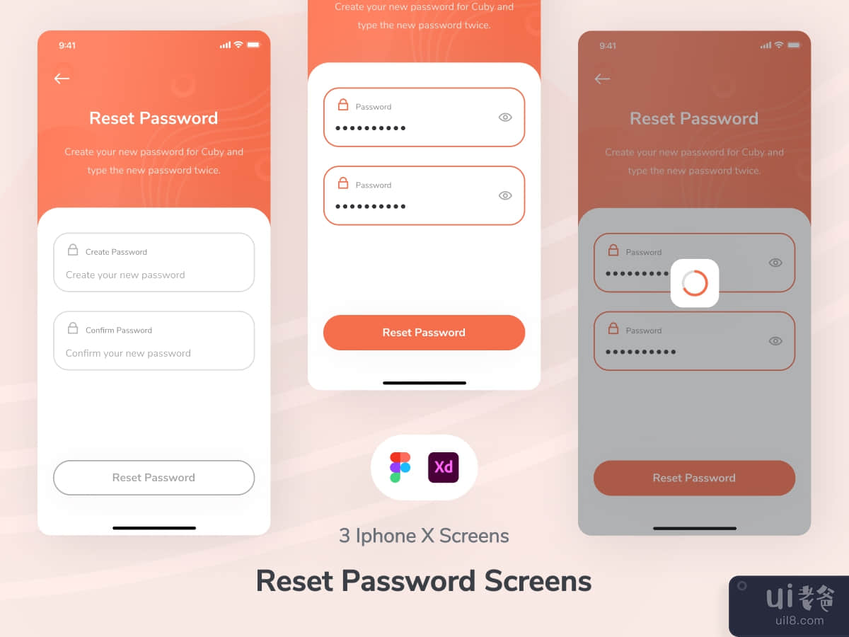 Reset Password Screens App UI