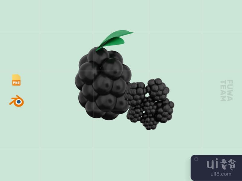 Cute 3D Fruit Illustration Pack - Blackberry