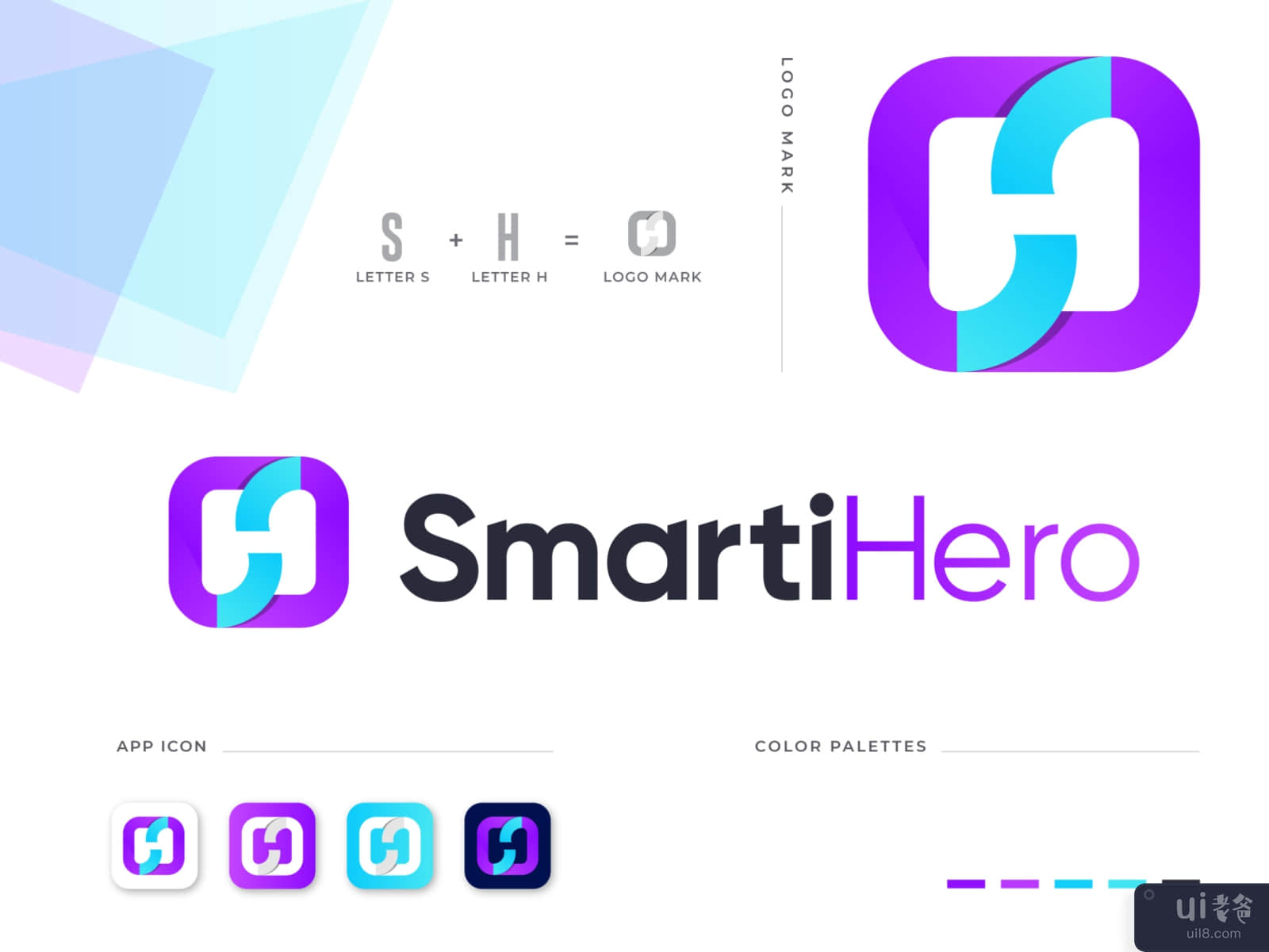 SmartiHero Logo Design || S + H letter logo concept