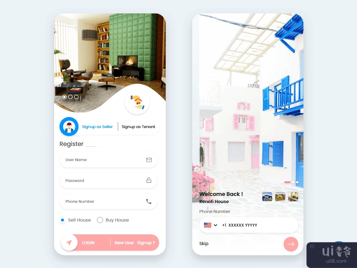 查找房屋、公寓和旅馆出租移动应用程序 UI 套件(Find Homes, Apartments and Hostel for rent mobile app UI Kit)插图3
