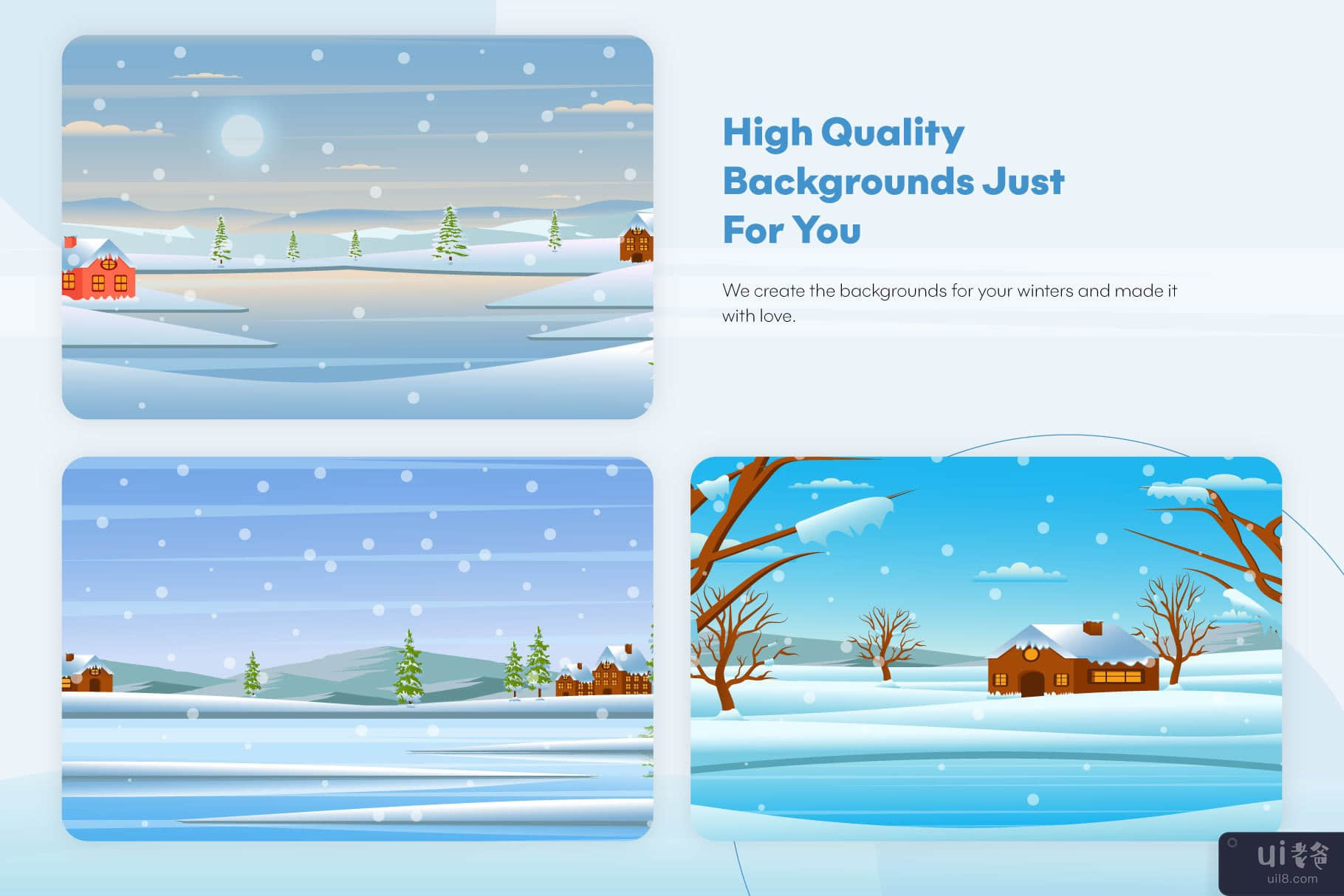 15 幅冬季插图 – 背景(15 Winter Illustrations – Backgrounds)插图