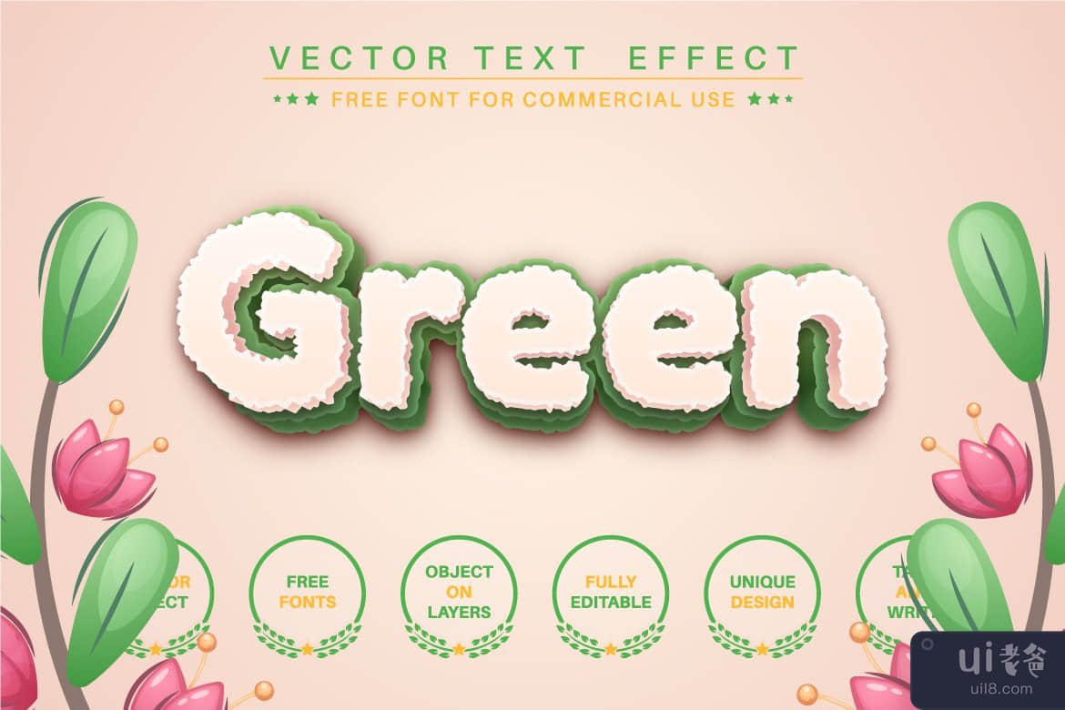 草 - 可编辑的文本效果、字体样式(Grass - editable text effect, font style)插图1