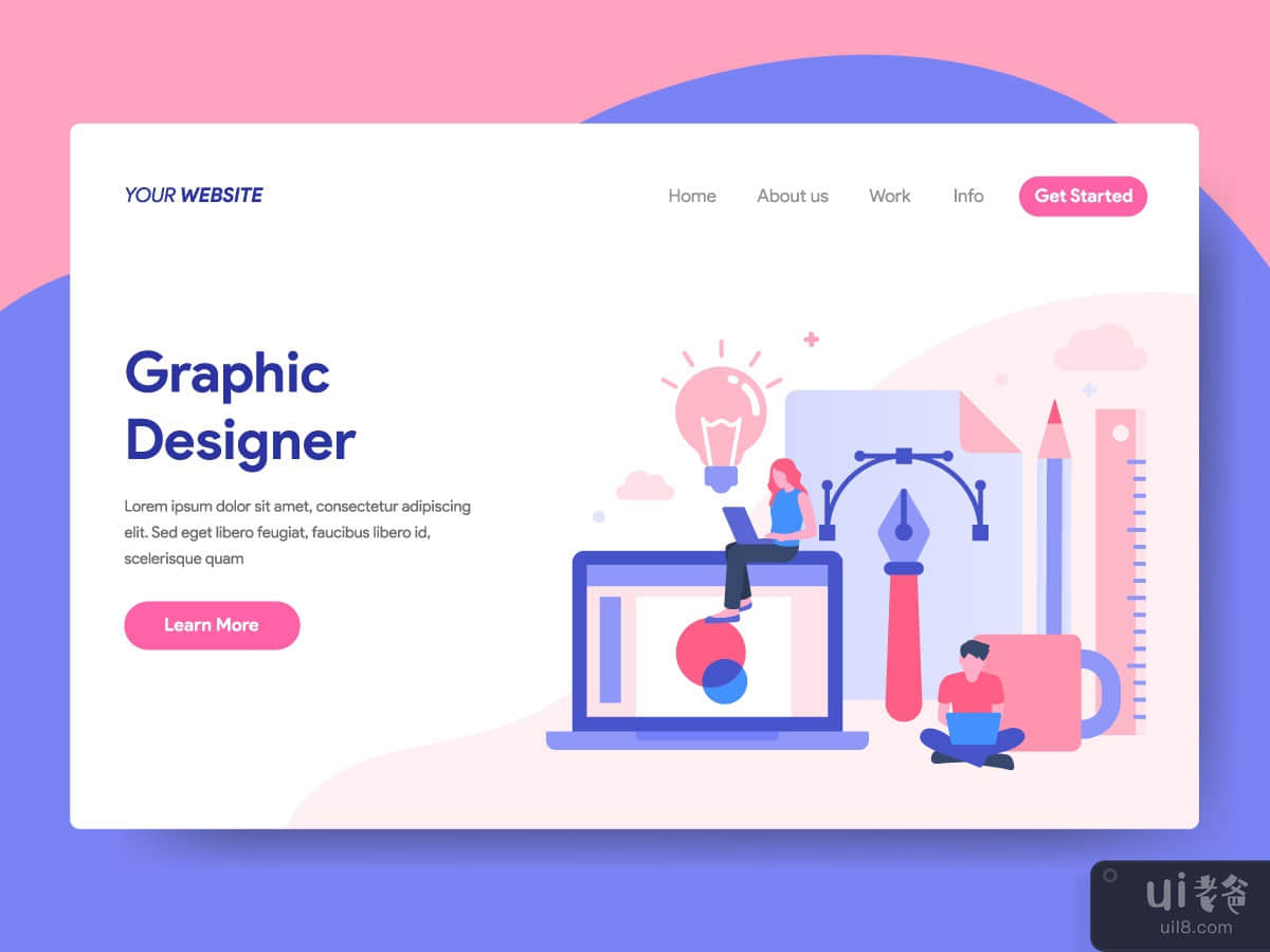 Landing page template of Graphic Designer Concept