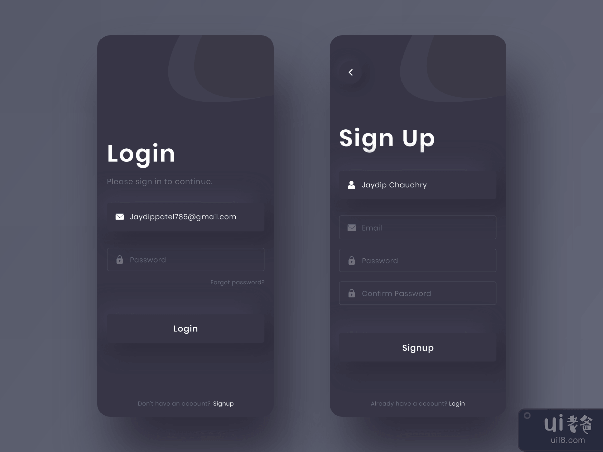 登录注册 暗模式（新拟态）(Login signup Dark mode (neumorphism))插图2