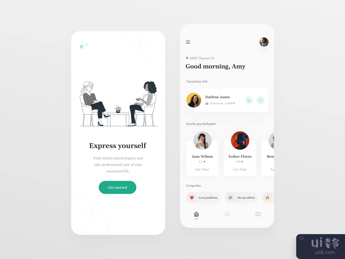 Psychologist meeting App UI Design