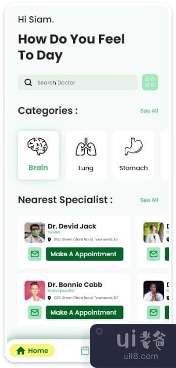 医生预约预约移动应用程序模板设计(Doctor Appointment Booking mobile app Template Design)插图1
