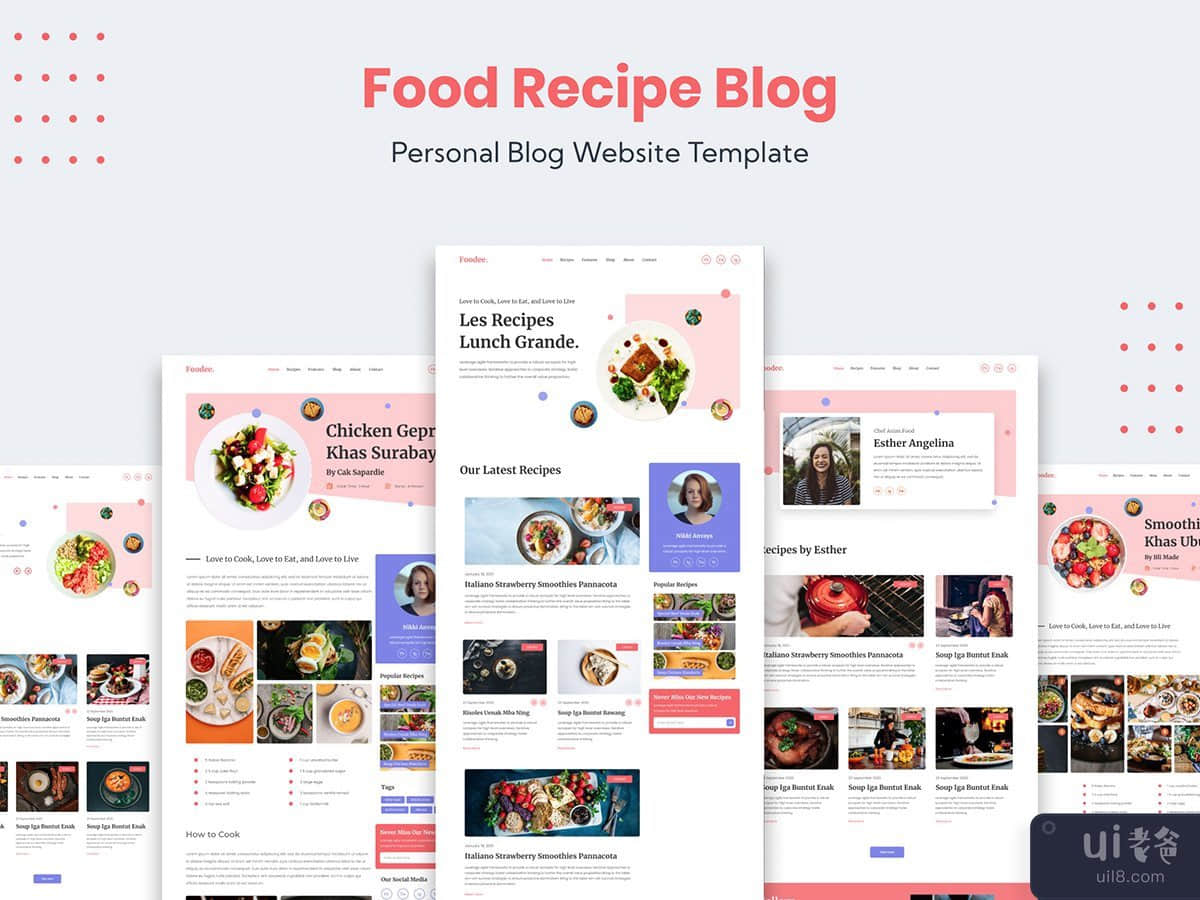 Food Recipe Personal Blog Website Template