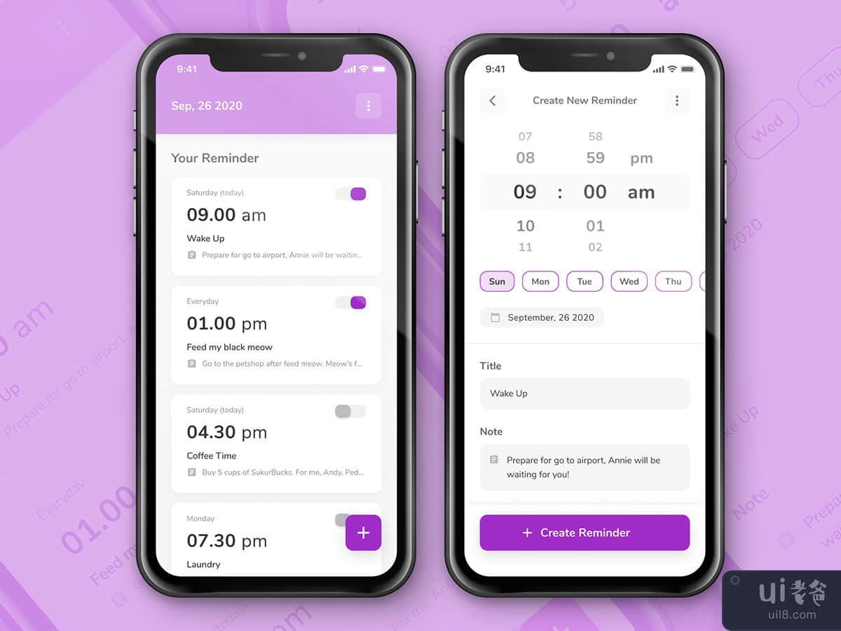 Alarm & Reminder Screen Design Concept