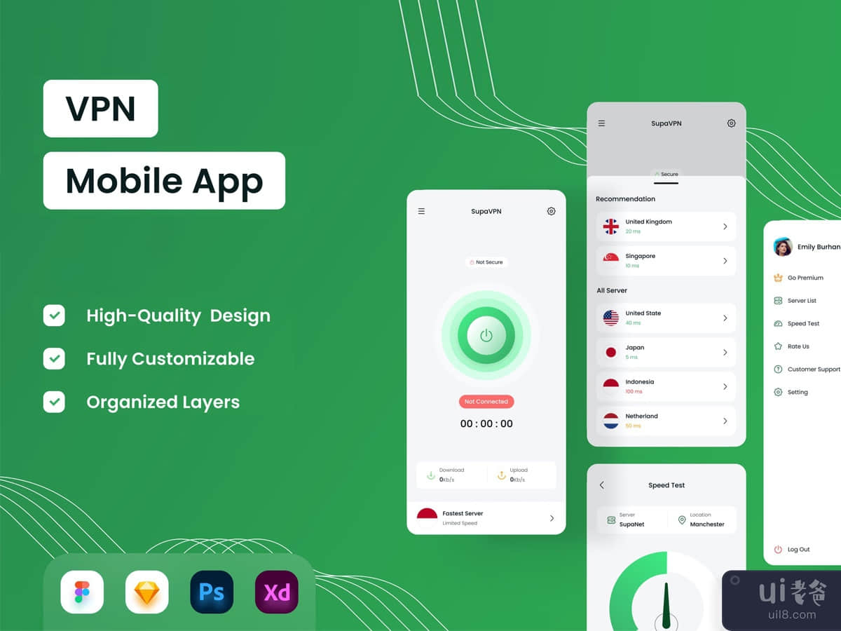 VPN Mobile App - UI Design