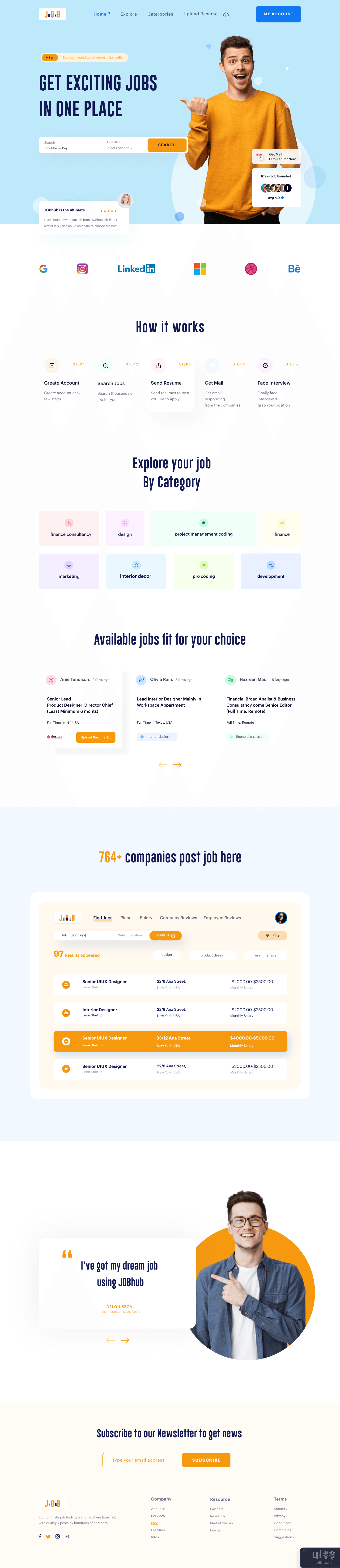 JOBHUB - 在线招聘网站白色版(JOBHUB - Online Job Website White Version)插图1