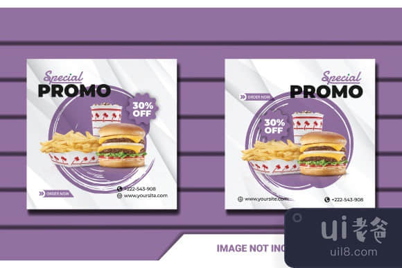 社交媒体发布食物汉堡(social media post food burger)插图