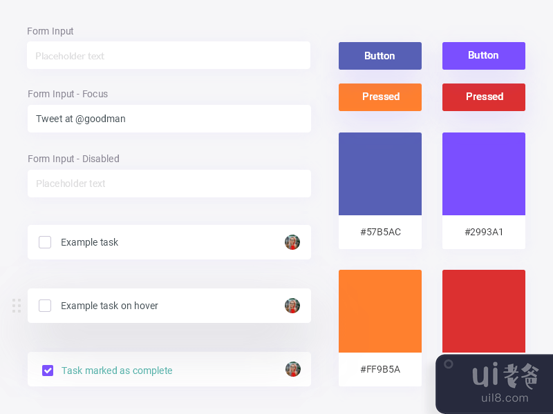 Simple UI Kit + Form input + Buttons + Color Palette