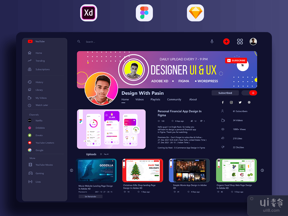 YouTube Web ReDesign Challenge In Adobe XD