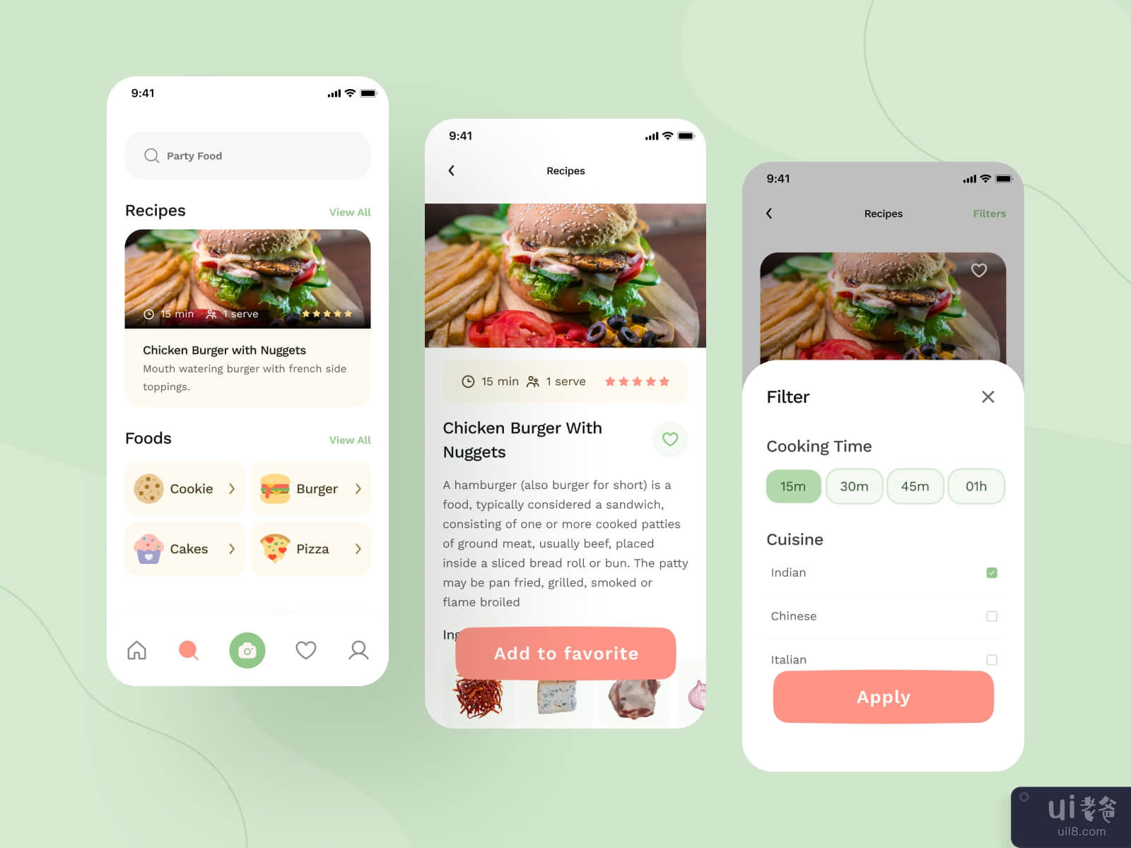 Nutrition App Search Screens