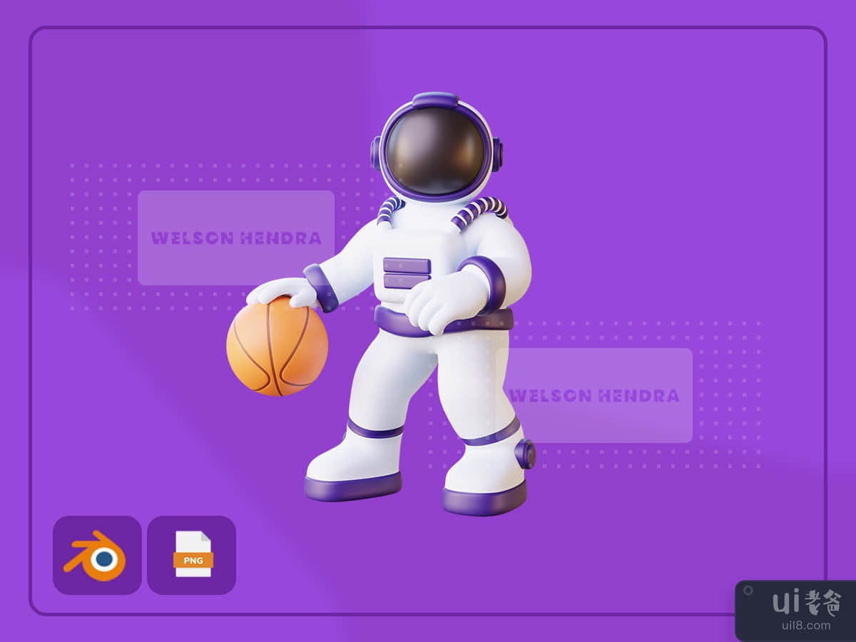 Astronaut dribbling basketball - Space 3D Illustration Pack