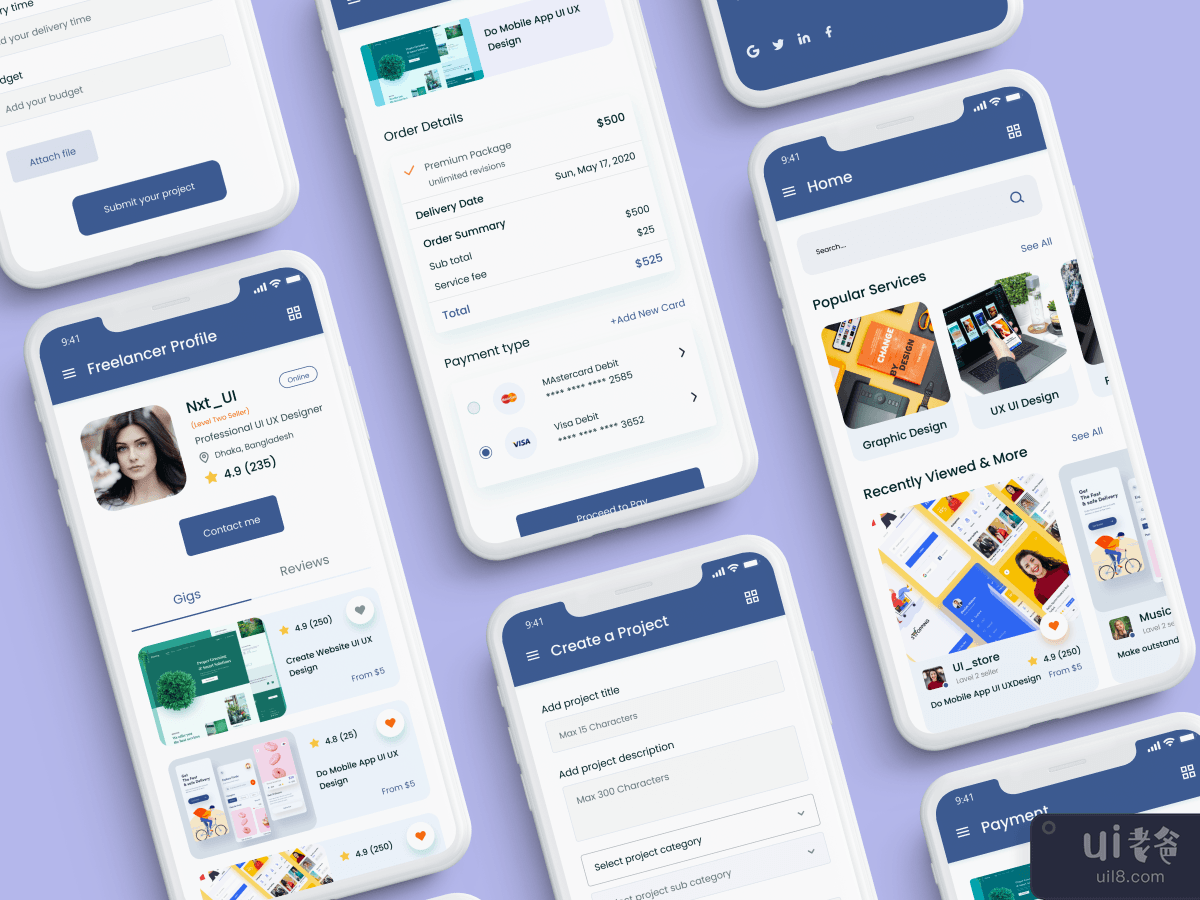 自由市场移动 UI 设计(Freelance marketplace mobile UI design)插图