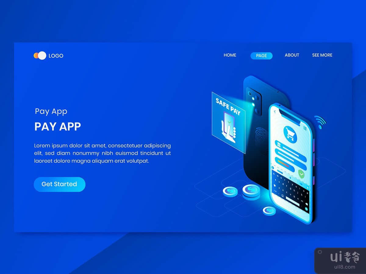 App Pay Online Isometric Concept Landing Page