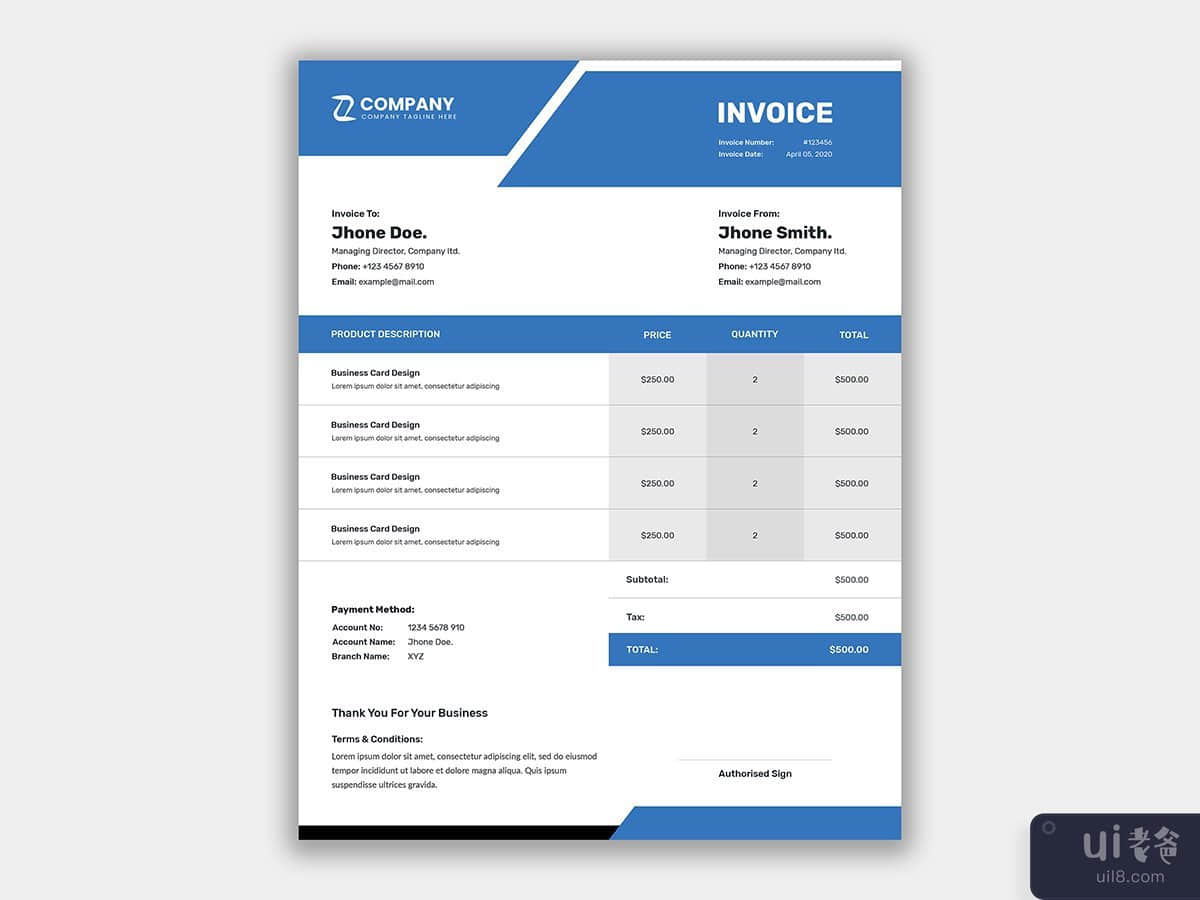 简单的商业发票模板(Simple business invoice template)插图
