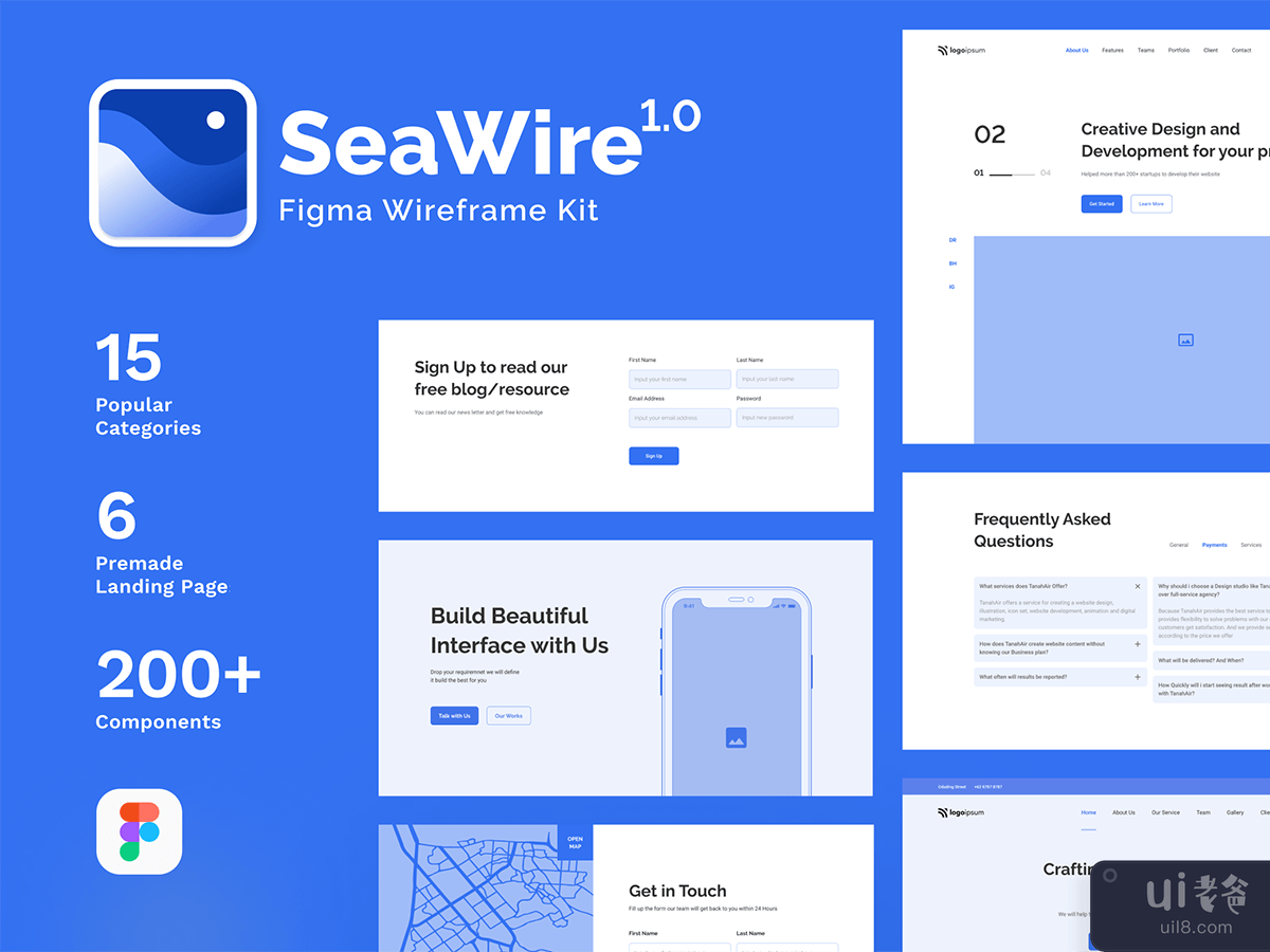 SeaWire - Figma Wireframe Kit for Website