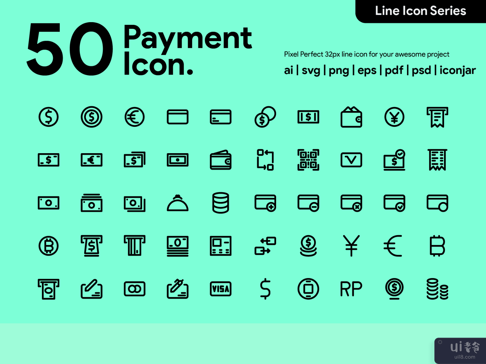 Kawaicon - 50 Payment Line Icon