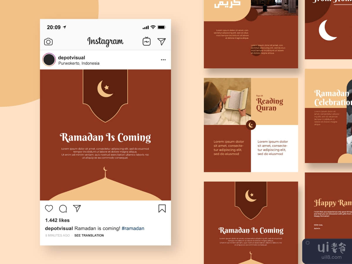 Sida Bada - 斋月 Instagram 动态模板(Sida Bada - Ramadan Instagram Feed Template)插图1