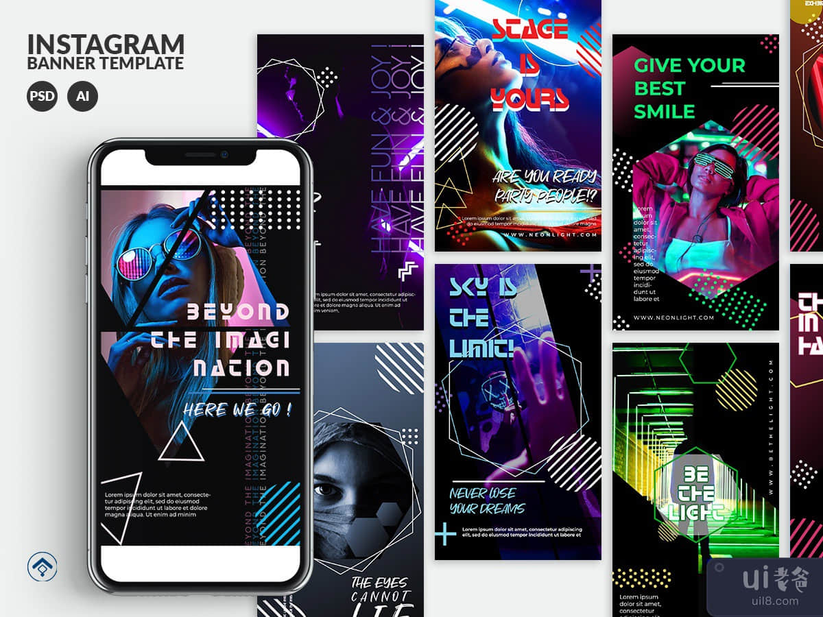 Neon Light - Activity Instagram Stories Template