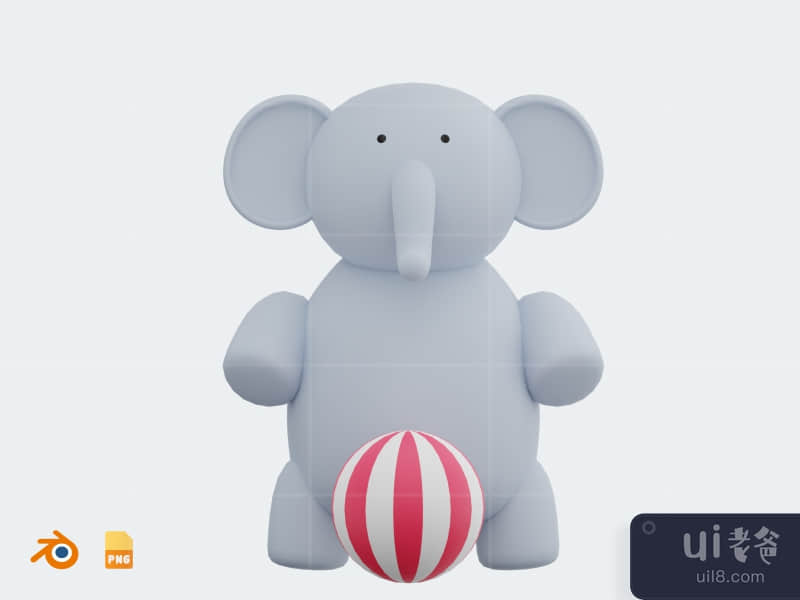 Elephant - Cute 3D Animal (front)