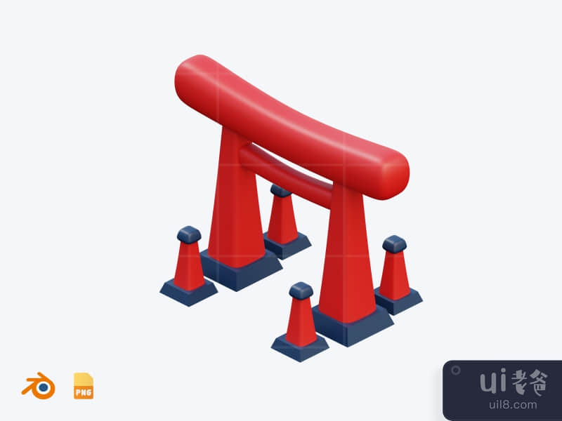 Torii Gate - 3D Cute Japanese Icon Pack