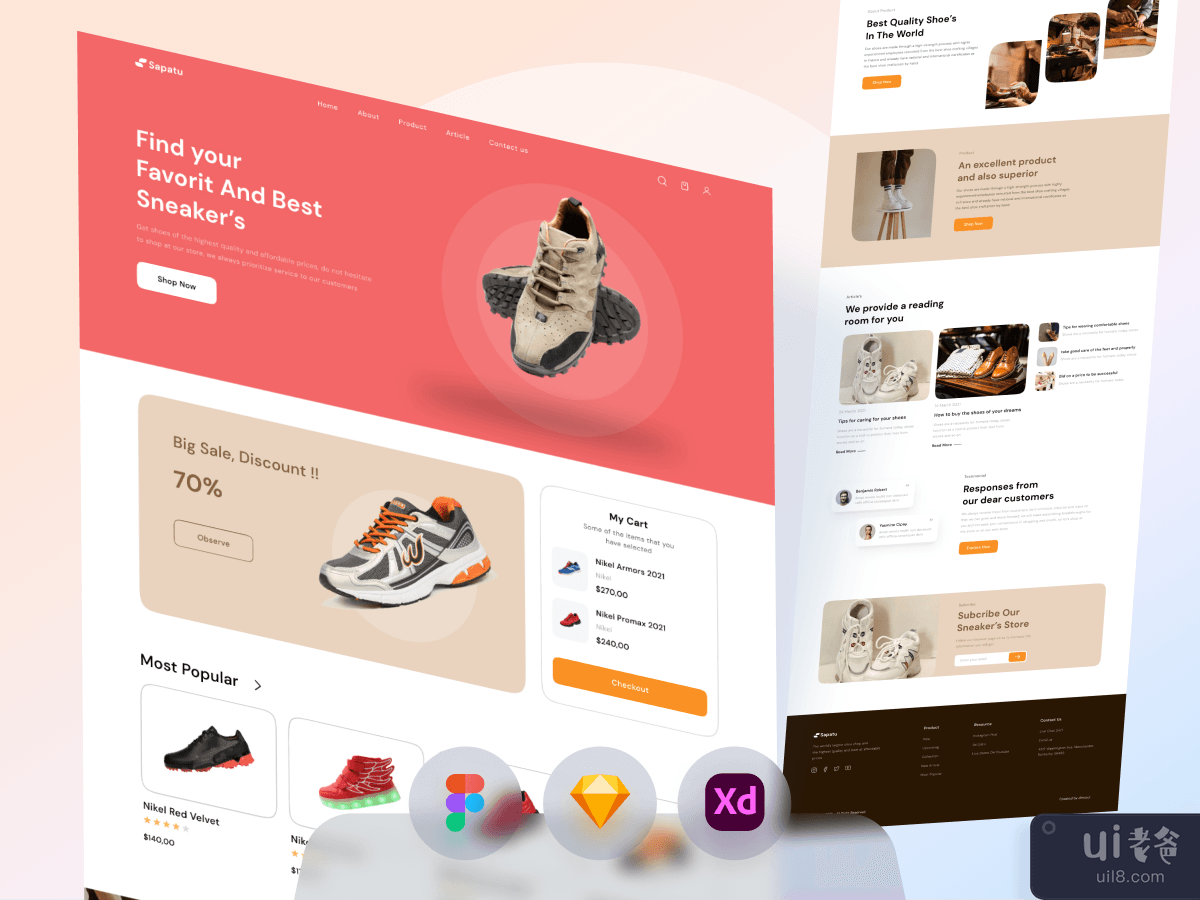 鞋类电商登陆页面(Shoes E-Commerce Landing Page)插图2