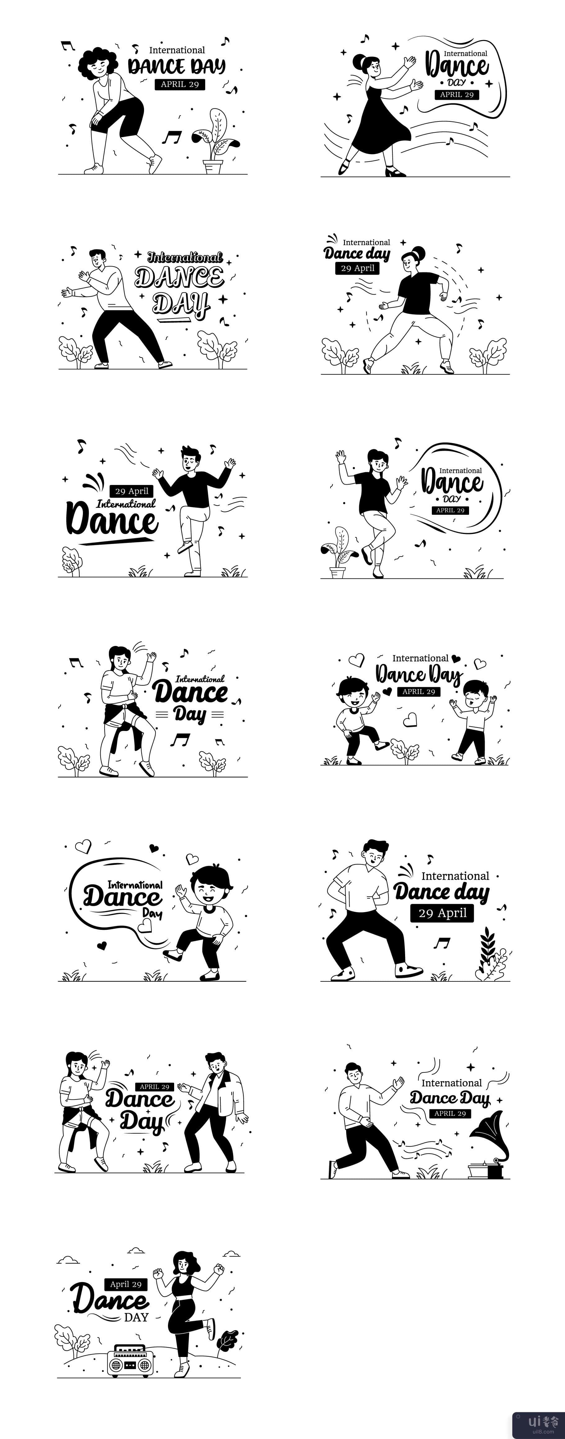 25 个国际舞蹈日插图(25 International Dance Day illustrations)插图