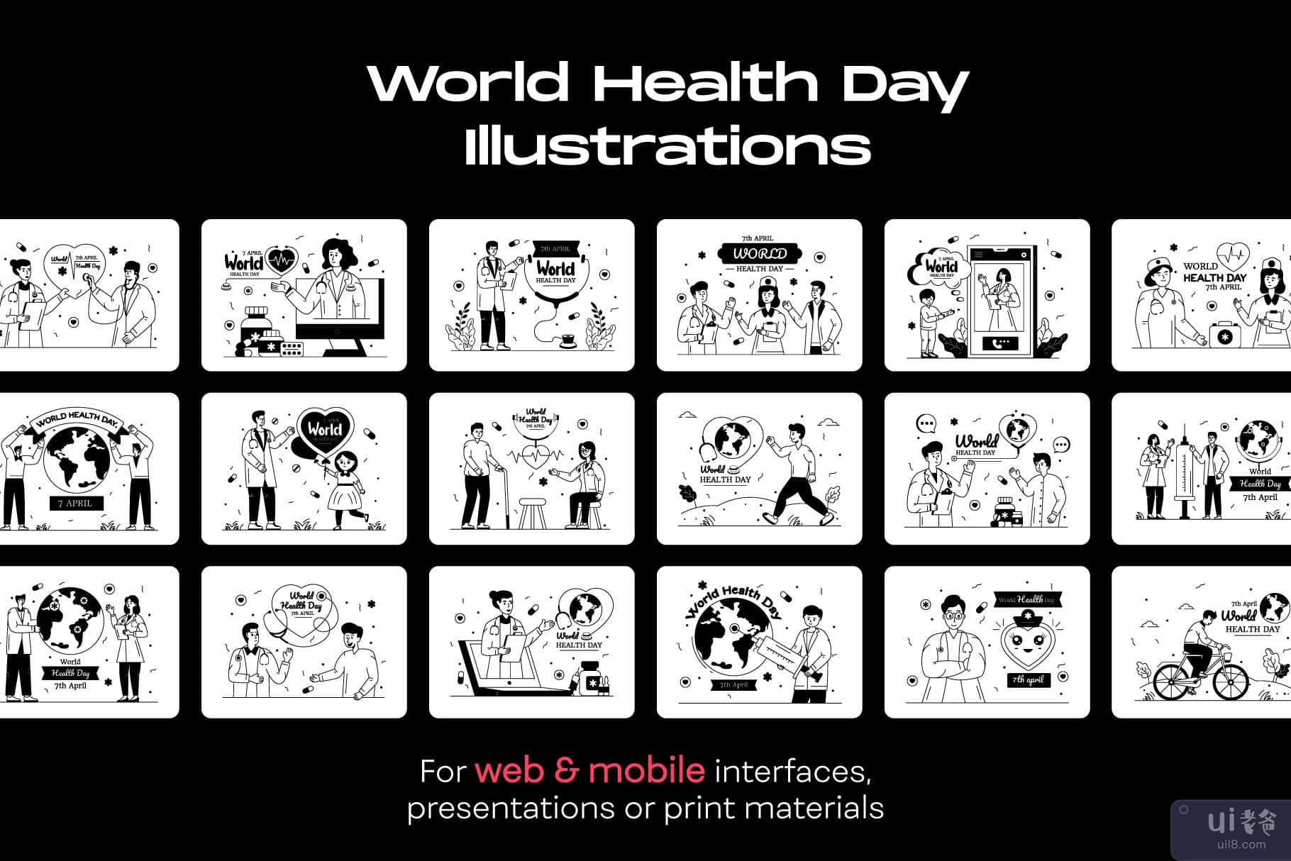 世界卫生日插图(World Health Day Illustrations)插图6